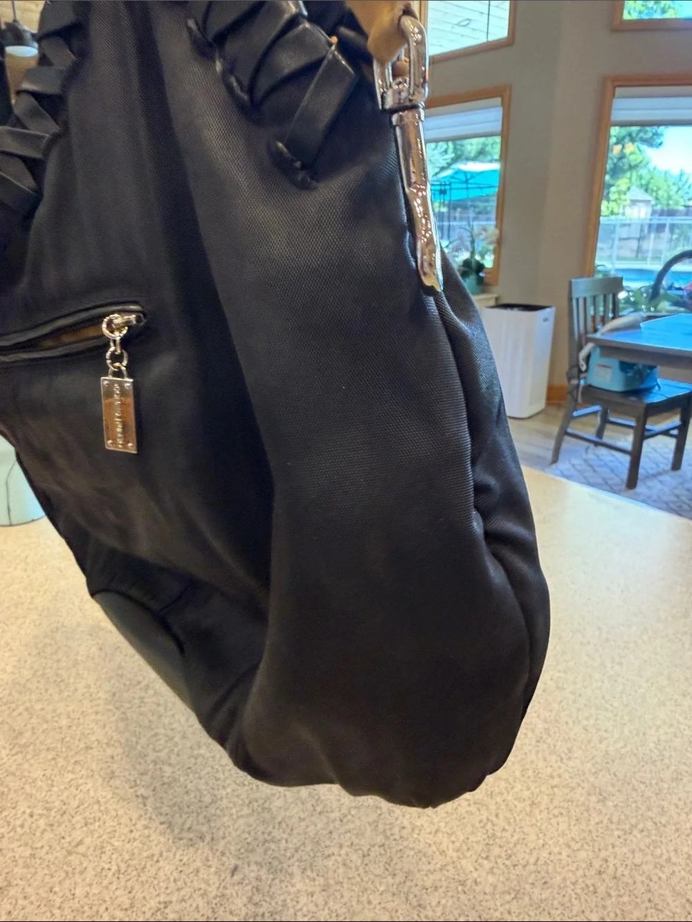 Black Women's Braided Handle Hobo Bag Donald J Pliner